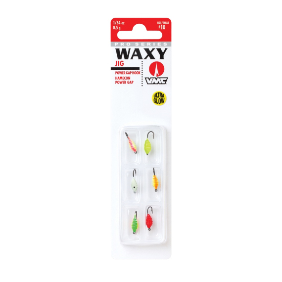 VMC Waxy Jig Kit 1,8g Glow 6-pack i gruppen Fiskedrag / Pimpelbeten / Mormyskor hos Sportfiskeprylar.se (149778NO)