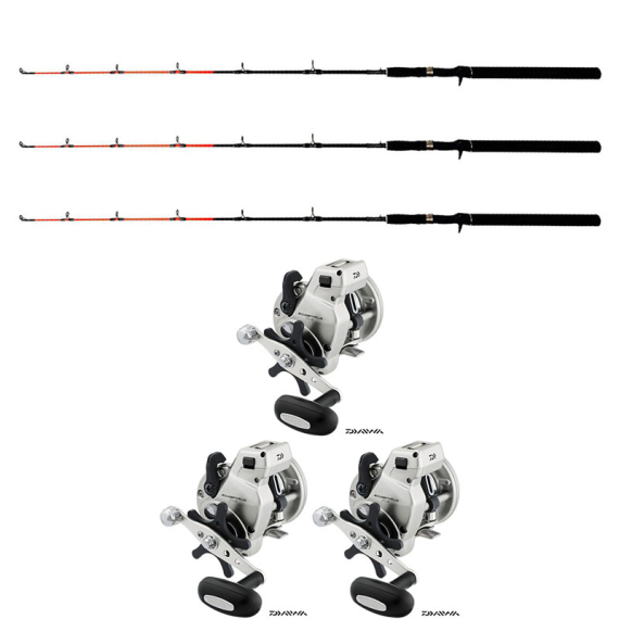 Daiwa Accudepth Plus 47LCBL (Left hand)/Maxximus Predator Ice Medium 140cm 3-Pack i gruppen Fiskemetoder / Vinterfiske / Isfiskeset / Ismeteset hos Sportfiskeprylar.se (199231ICE3PCS-SET)