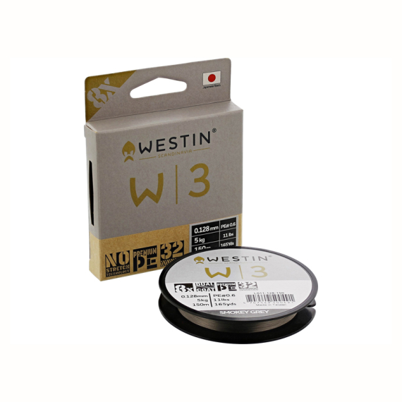 Westin W3 8 Braid 150m/165yds Smokey Grey i gruppen Fiskelinor / Flätlinor & Superlinor hos Sportfiskeprylar.se (L011-080-150r)