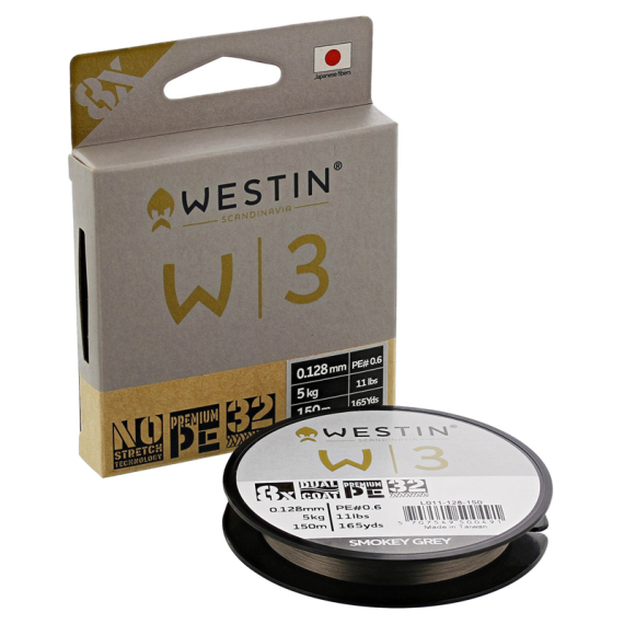 Westin W3 8 Braid 150m/165yds Smokey Grey i gruppen Fiskelinor / Flätlinor & Superlinor hos Sportfiskeprylar.se (L011-080-150r)