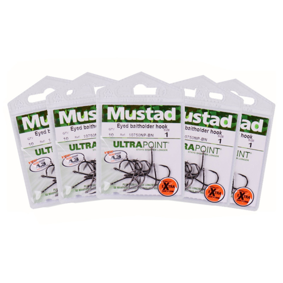 Mustad Eyed Baitholder Hook Pack x5 i gruppen Krok & Småplock / Krok / Specimenkrok hos Sportfiskeprylar.se (MUSTADEYEDBAITHOLDERPACK)