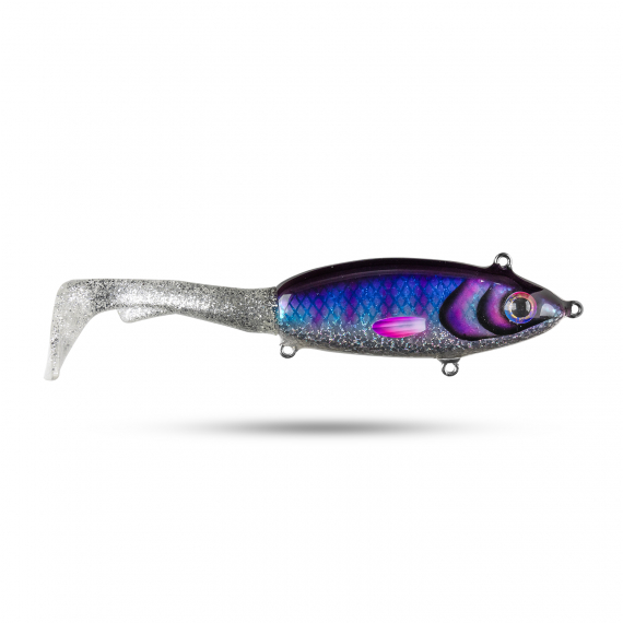 Pineslope Lures Goujon XL Slow Sink 25cm, 130g - Blå/Silver Glitter i gruppen Fiskedrag / Handgjorda Beten / Handgjorda Tailbeten hos Sportfiskeprylar.se (PSLGXLSS23-4)