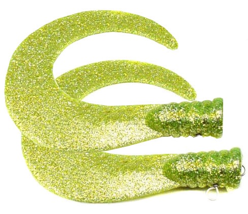 SvartZonker Big Tail (2-pack) - Chartreuse glitter i gruppen Fiskemetoder hos Sportfiskeprylar.se (ZS101101)
