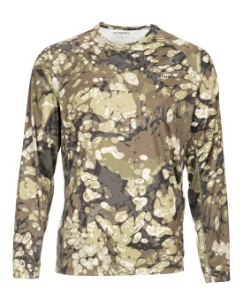 Simms Solarflex Crewneck Prints Riparian Camo