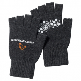 Savage Gear Knitted Half Finger Glove Dark Grey Melange