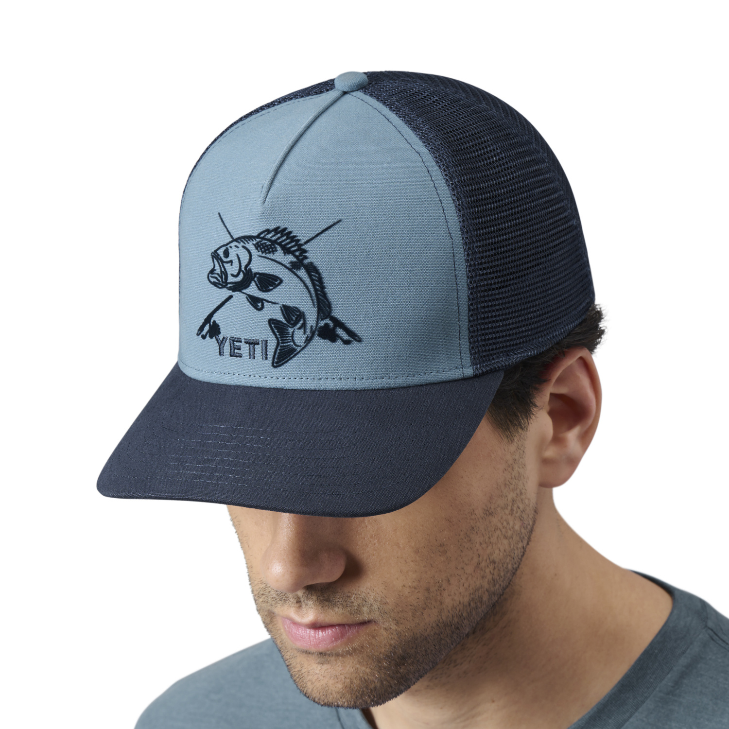 Yeti Fishing Bass 5 Panel Bow Fit Trucker Deep Blue/Navy