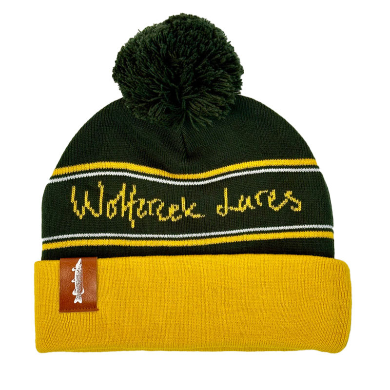 Wolfcreek Classic Logo Pom Pom Beanie - Mustard/Green