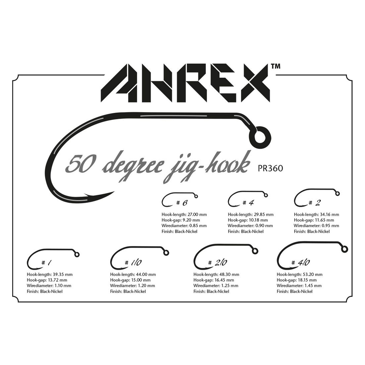 Ahrex PR360 50 Degree Jig Hook 10-pack